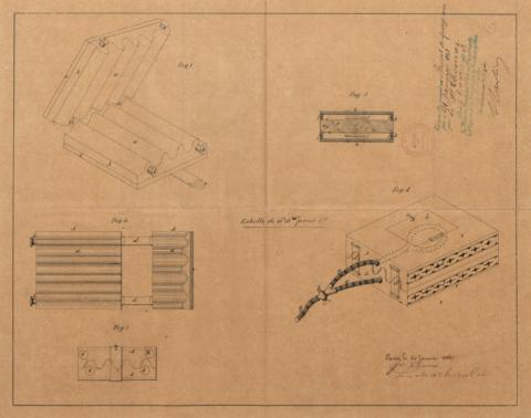 Brevet d’invention de 15 ans n° 57119 déposé le 21 janvier 1863 par Richard THOMAS pour des perfectionnements apportés dans les appareils à onduler les cheveux