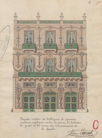 Brevet d’invention de 15 ans n° 1BB3550 déposé le 15 mai 1846 par Félix-Isidore Laurent pour un genre d’ornement d’architecture dur stellique