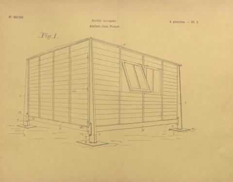 Brevet d'invention n° 865235 déposé le 16 janvier 1940 par les Ateliers Jean Prouvé pour une baraque démontable