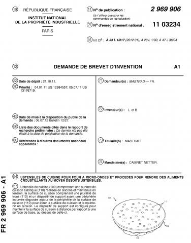 Brevet FR1103234 de la Sté Consortium Ménager Parisien