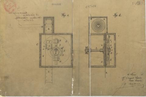 Brevet d’invention n° 245032 déposé le 13 février 1895 par Louis et Auguste Lumière pour un appareil servant à l'obtention et à la vision des épreuves chronophotographiques (1BB245032, archives INPI)