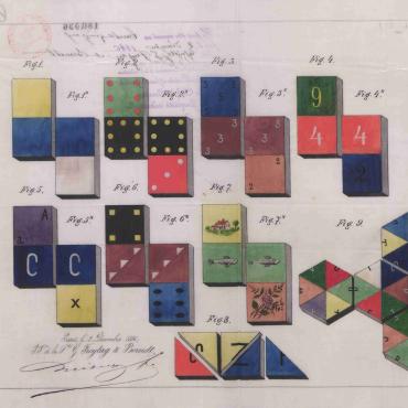 Brevet FREYTAG & BERNDT Jeu de dominos coloriés octobre 1887 (Archives INPI) © Archives INPI
